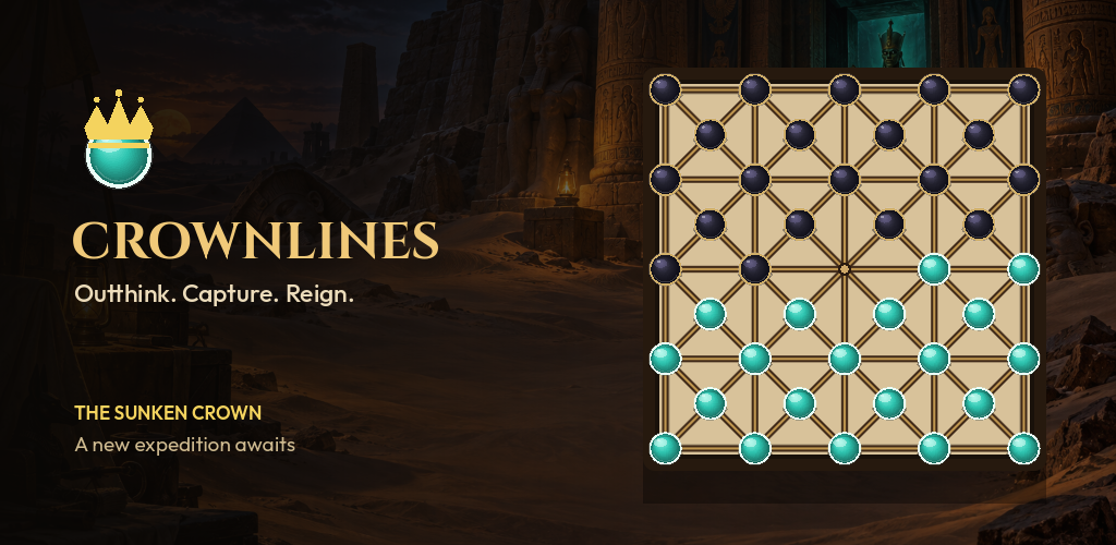 Crownlines: a carved board of jade and obsidian pieces